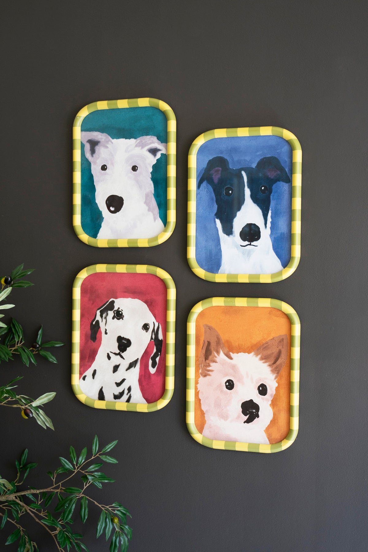Set of Four Framed Dog Prints Under Glass