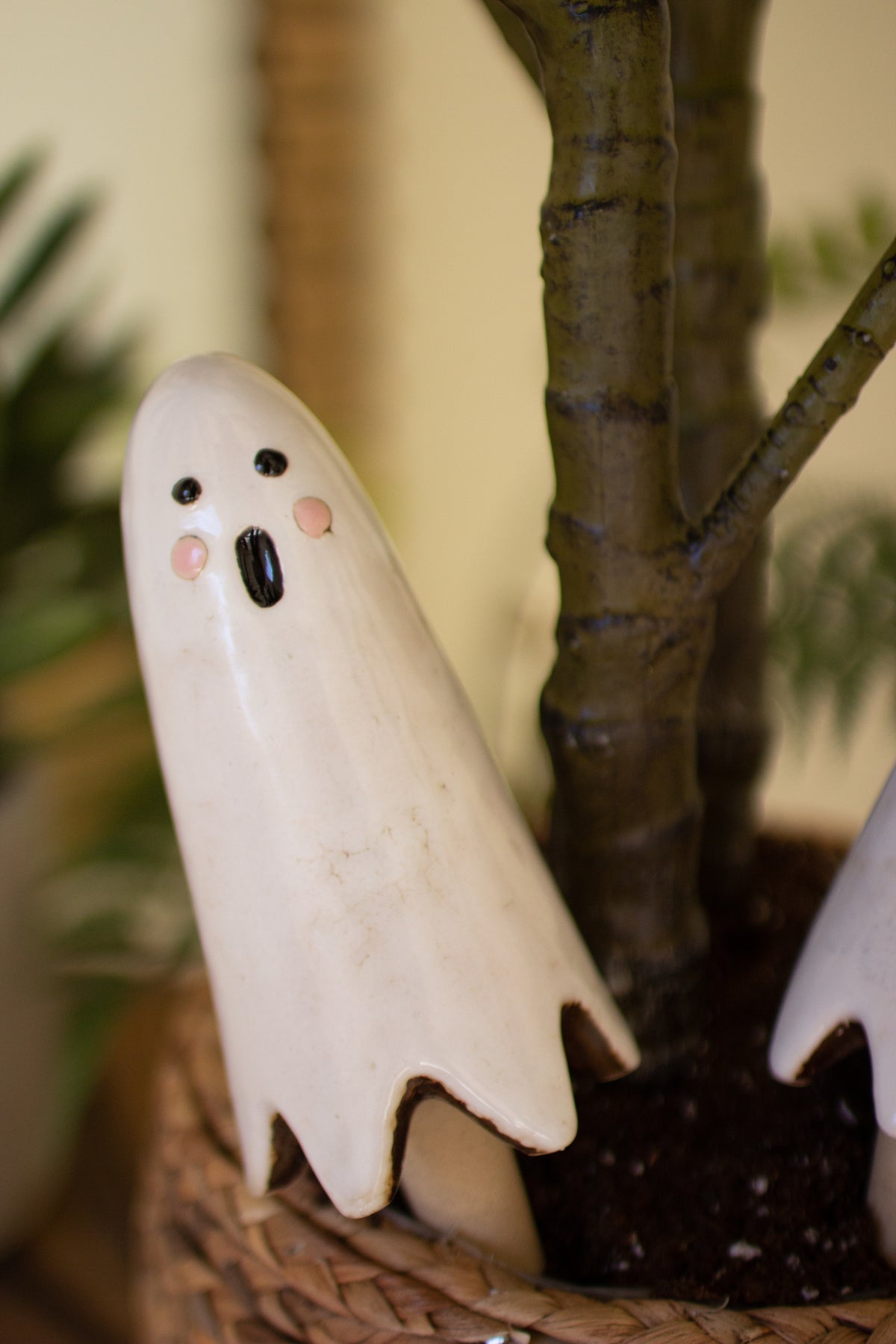Set of Two Ceramic Ghost Plant Sticks