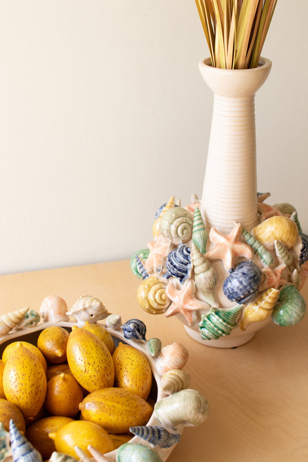 Ceramic Coastal Bottle Vase with Long Neck