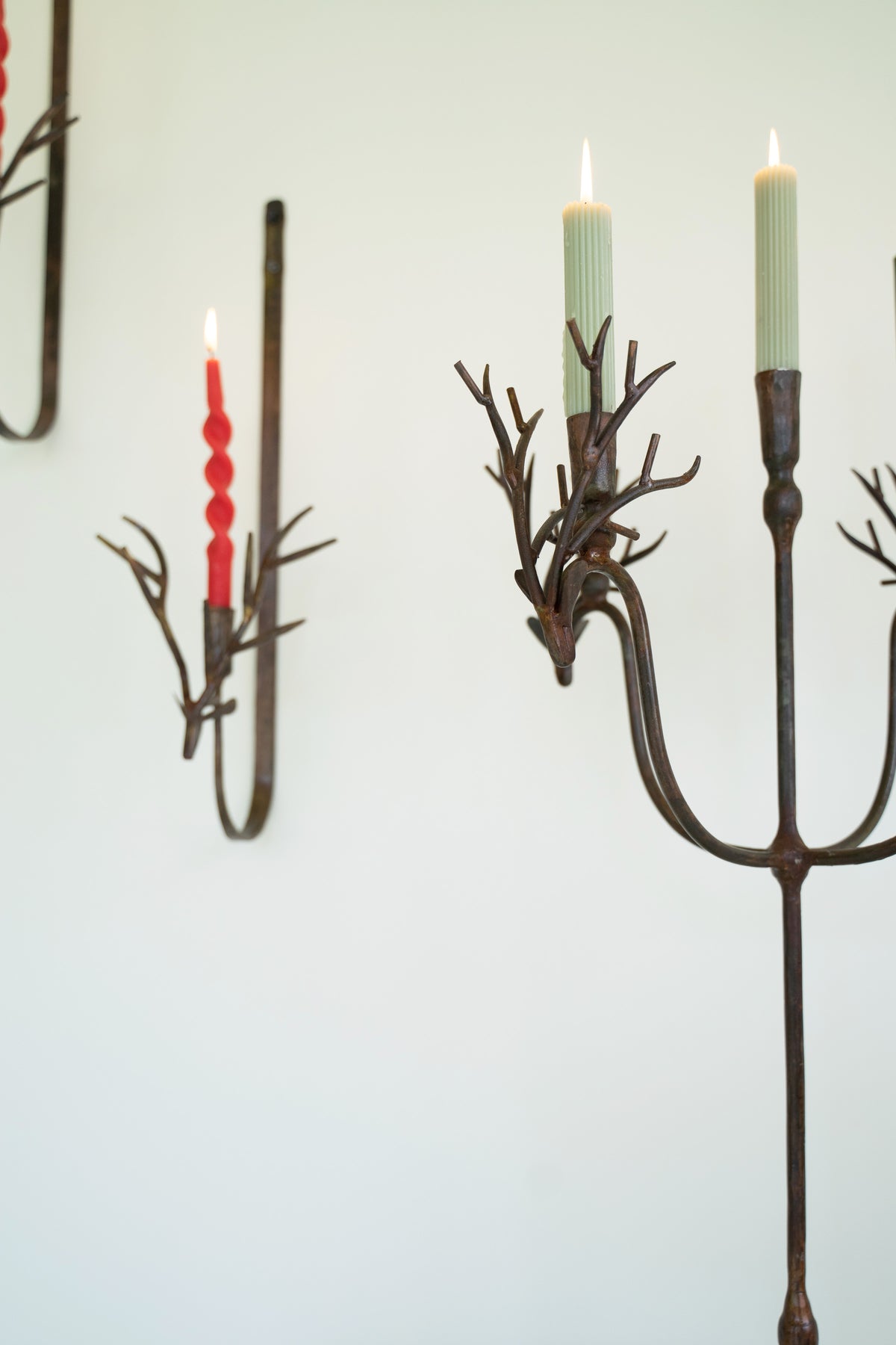 Forged Rustic Brass Deer Candelabra