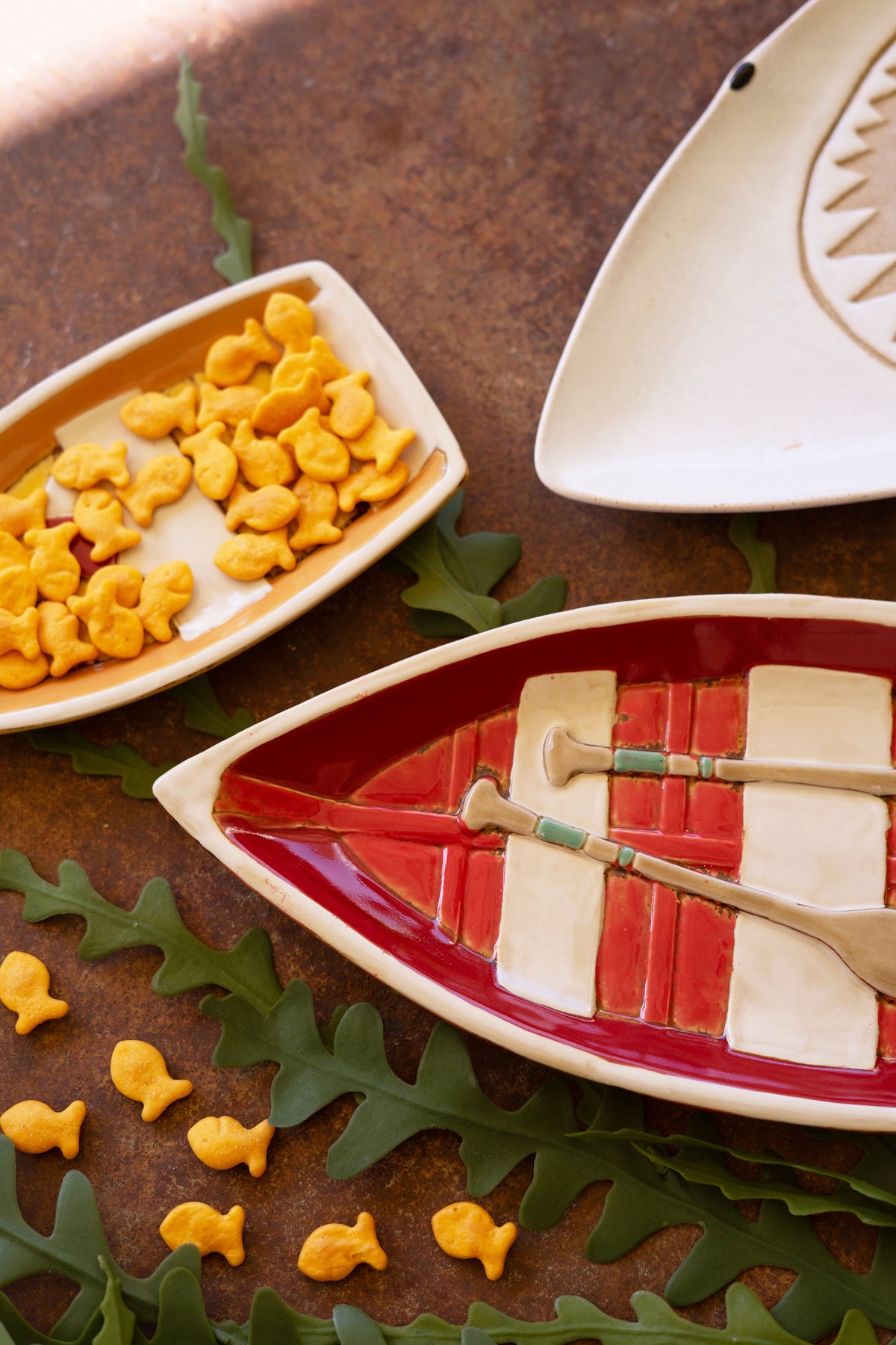 Set of Two Ceramic Boat Platters