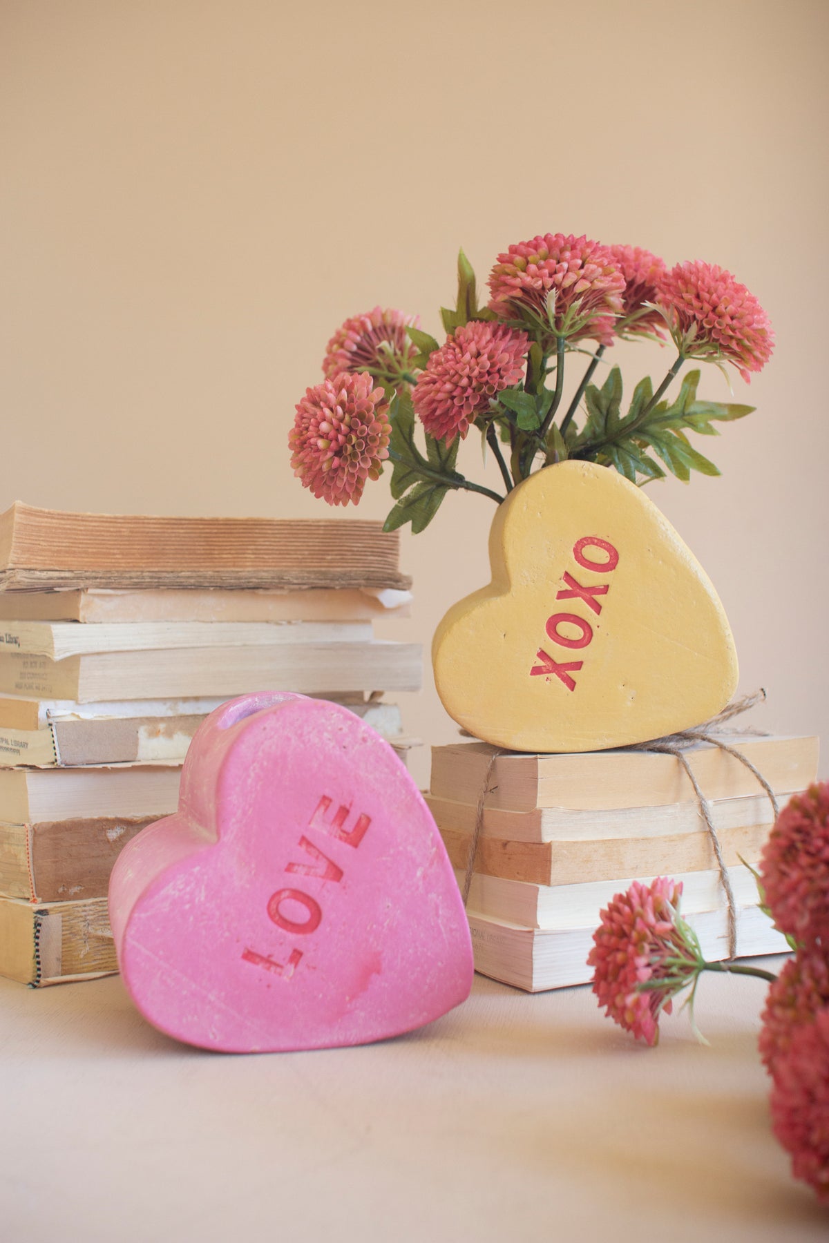 Set of Two Clay Valentine Heart Vases