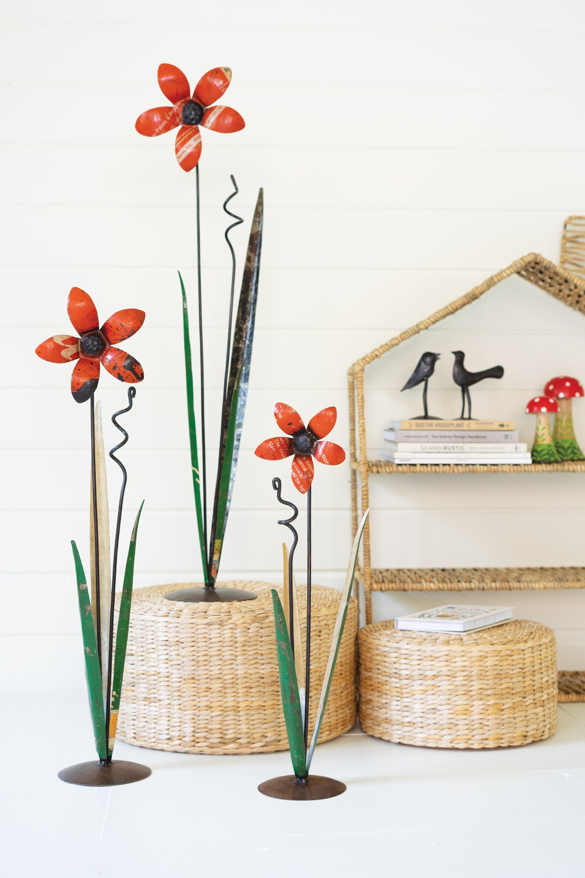 Set of Three Recycled Iron Flowers
