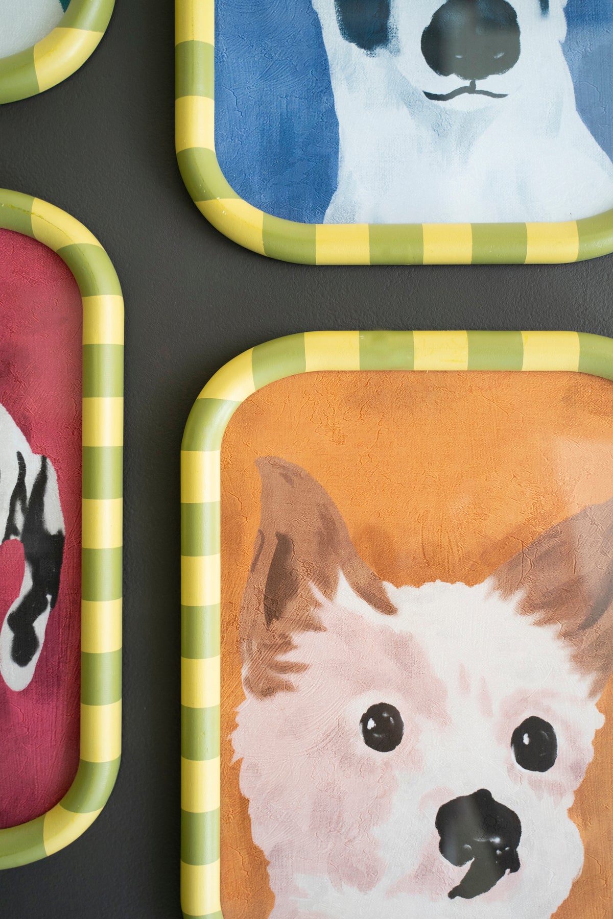 Set of Four Framed Dog Prints Under Glass