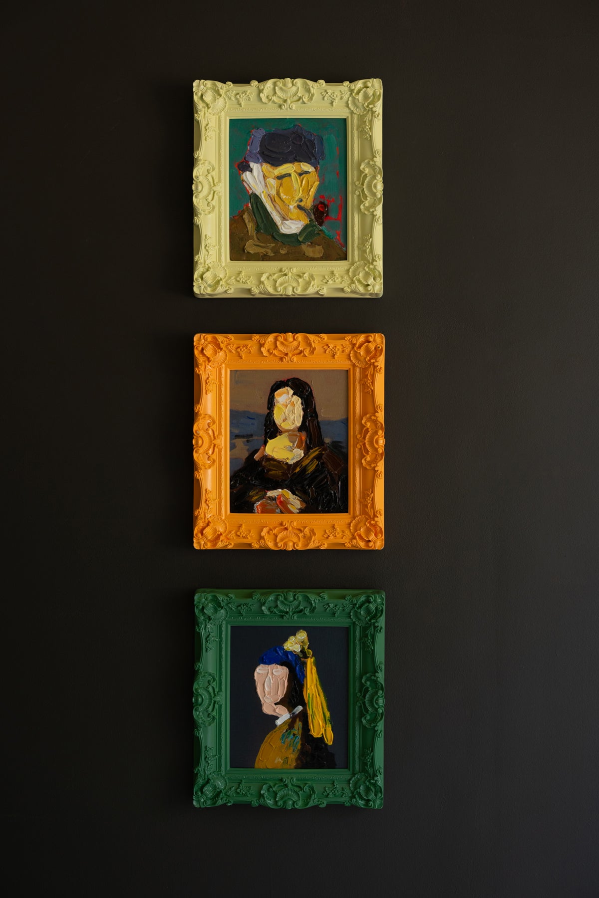 Set of Three Framed Acrylic Portrait Paintings