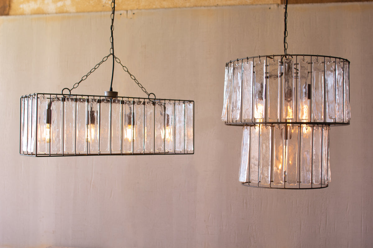 Rectangle Pendant Light with Glass Chimes