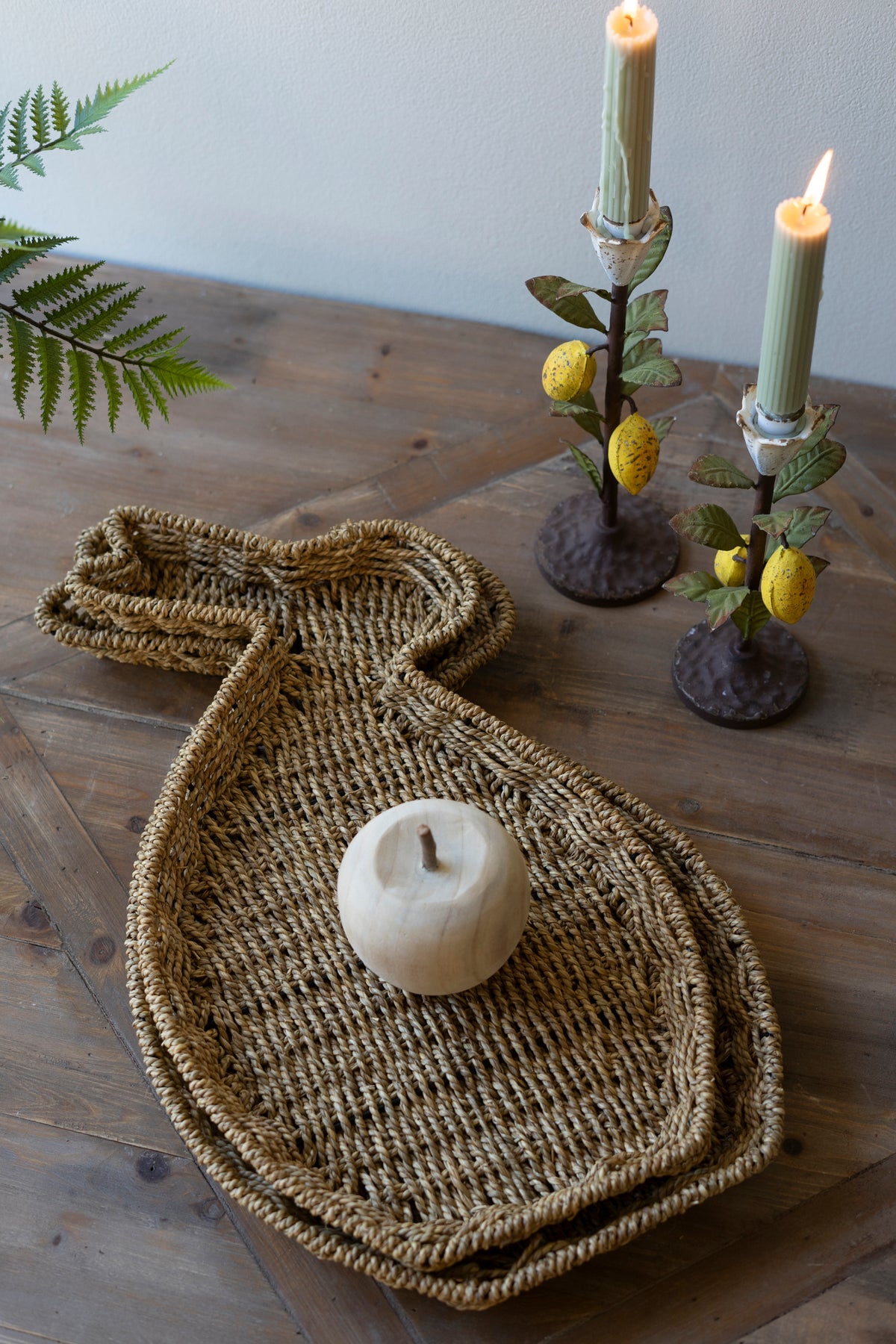 Set of Two Woven Vine Rabbit Trays