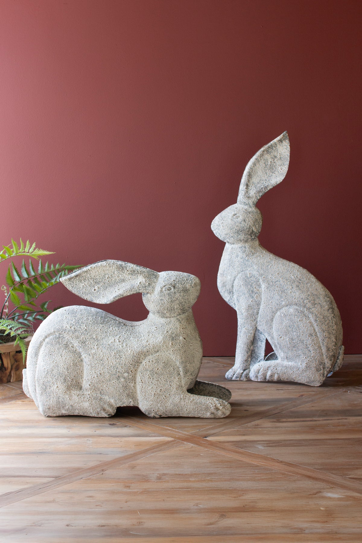 Set of Two Rustic Metal Rabbits
