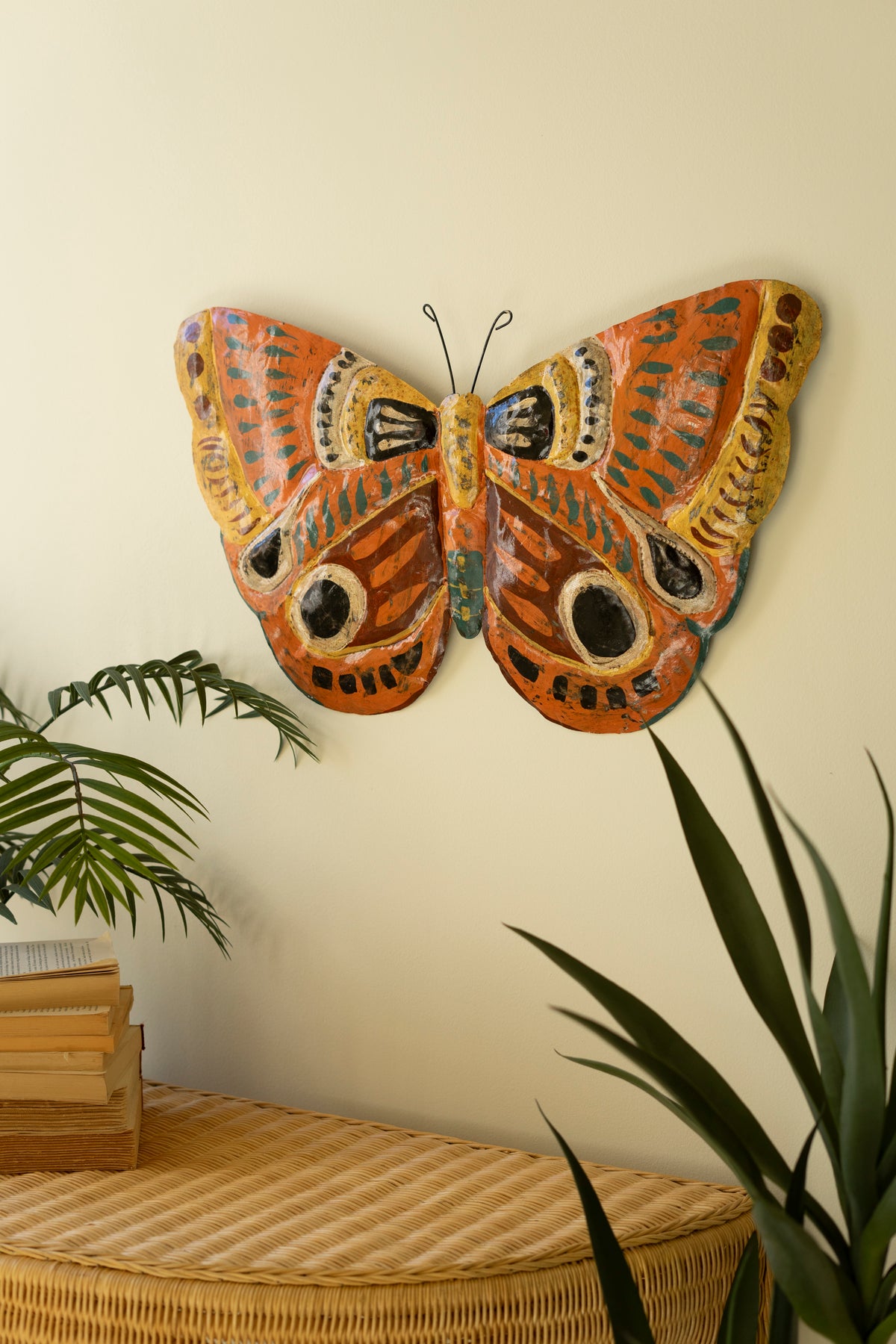 Painted Metal Hand-Hammered Butterfly Wall Art