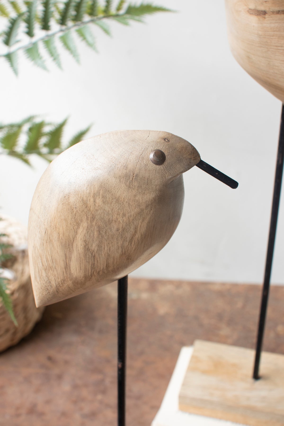 Set of Two Mango Wood Shore Birds on Bases