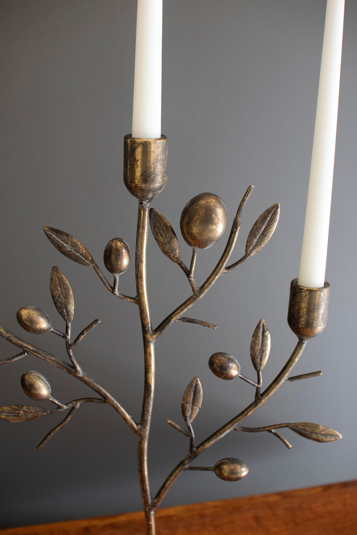 Antique Brass Fruit Tree Taper Candelabra