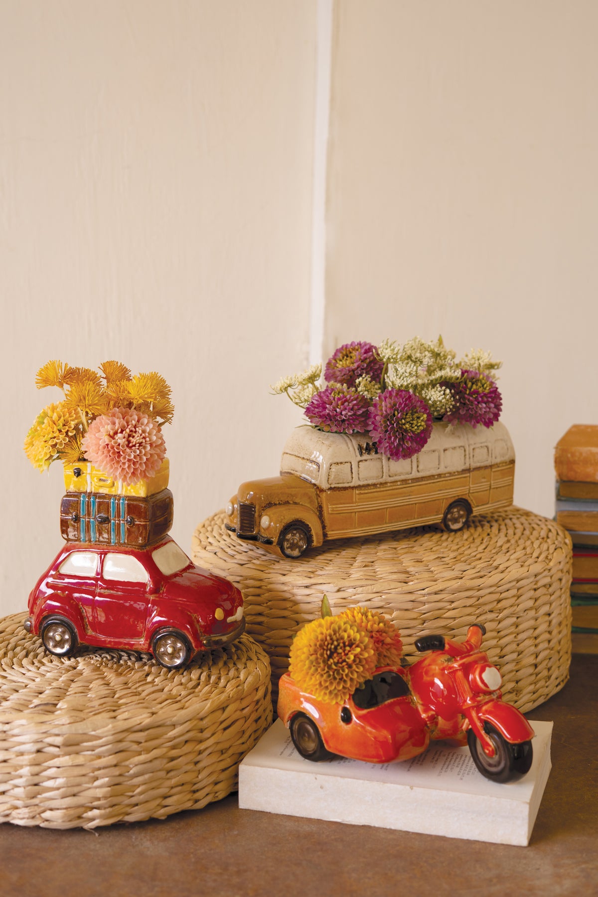 Yellow Ceramic School Bus Planter