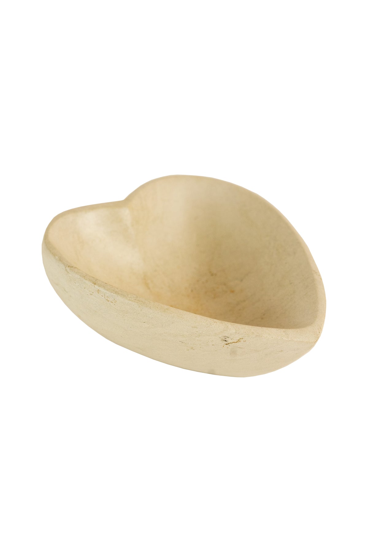 Hand-Carved Stone Heart Bowl - White