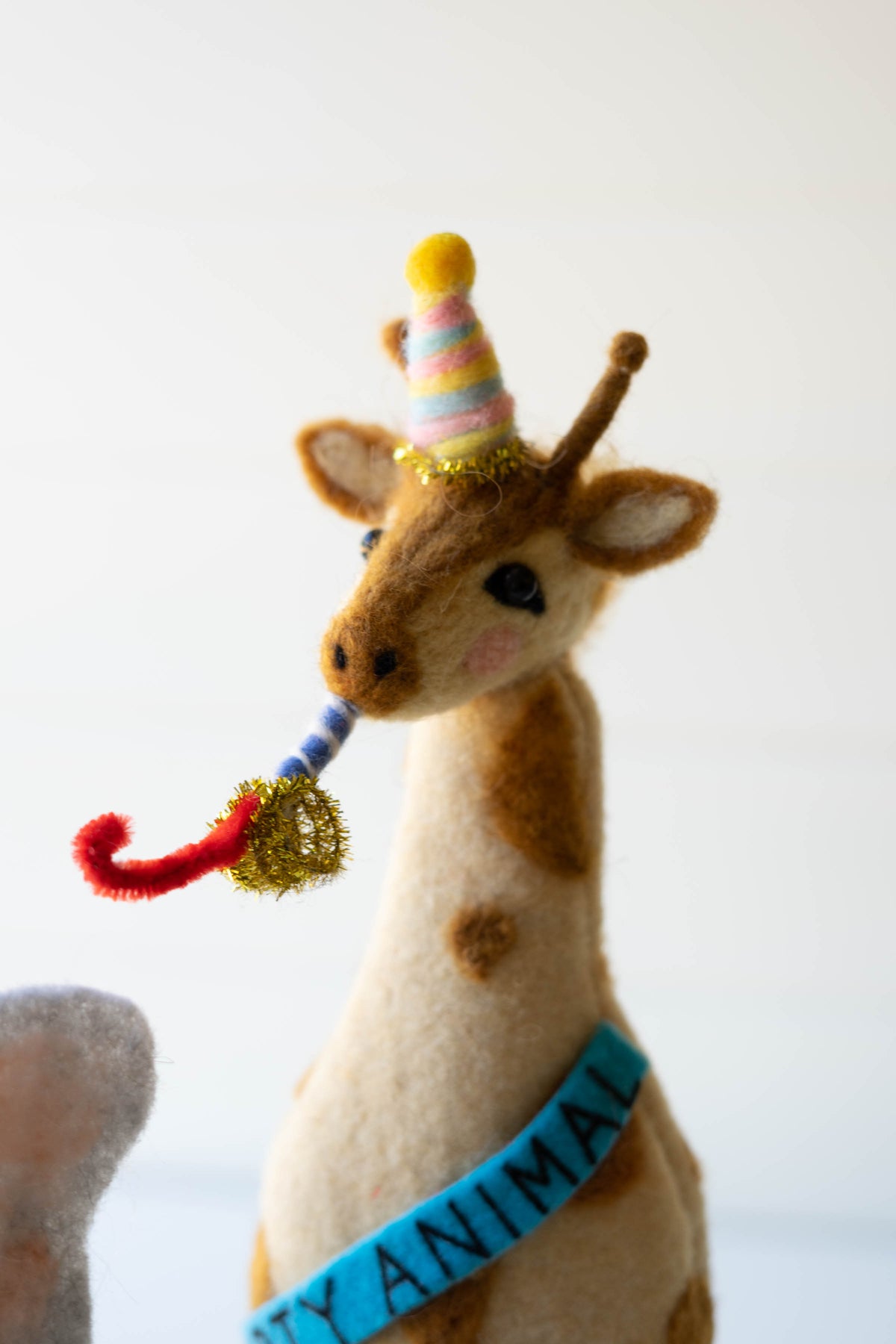 Set of Three Felt Party Animal Bottle Toppers - One Each Design
