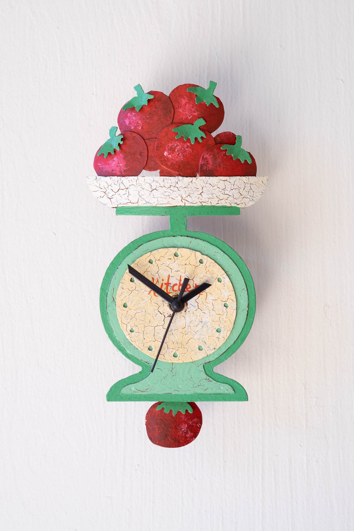 Hand Painted Wall Clock - Tomatoes on a Scale