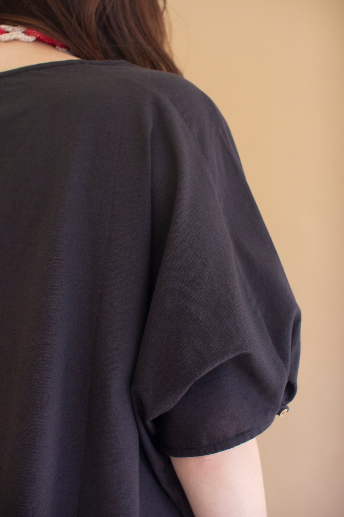 Short-Sleeve Blouse with Button on Sleeves - Midnight