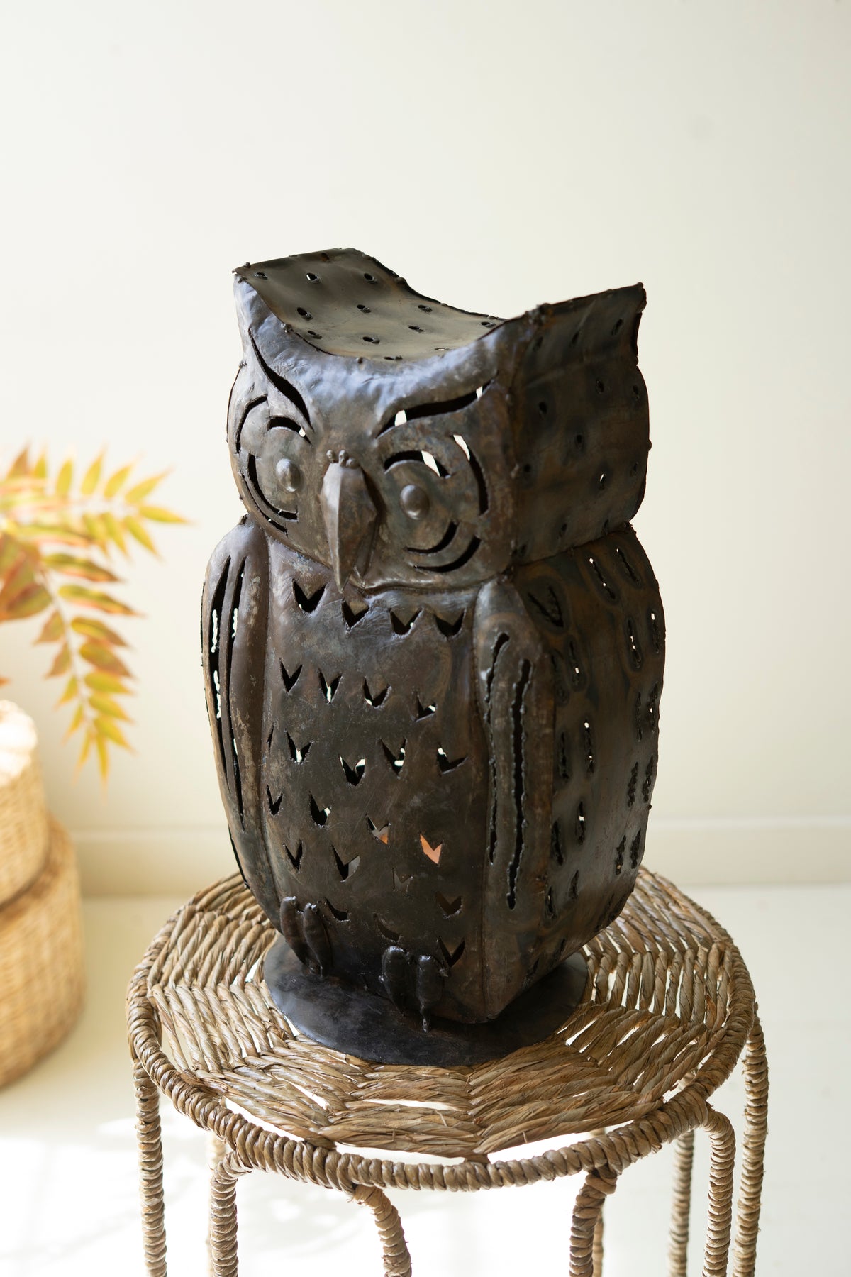 Rustic Iron Owl Luminary