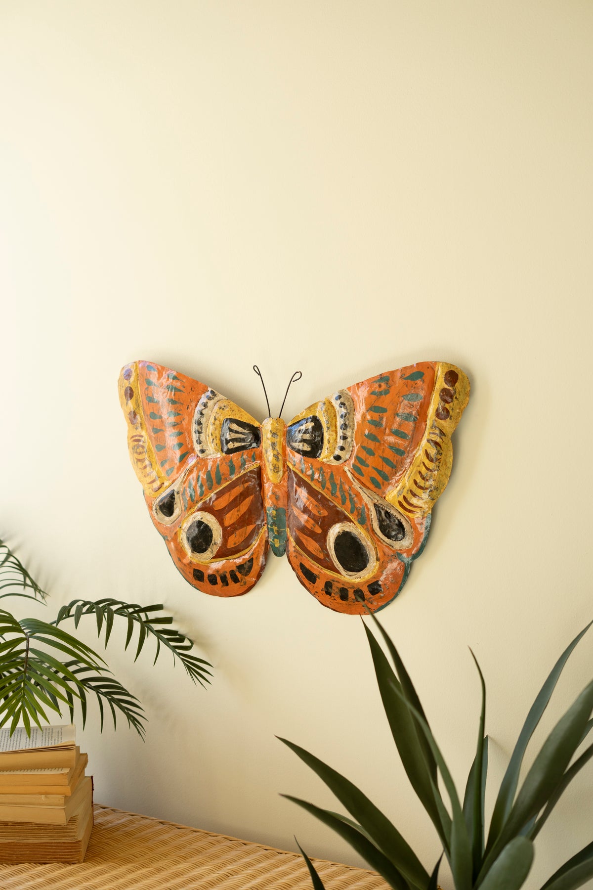 Painted Metal Hand-Hammered Butterfly Wall Art