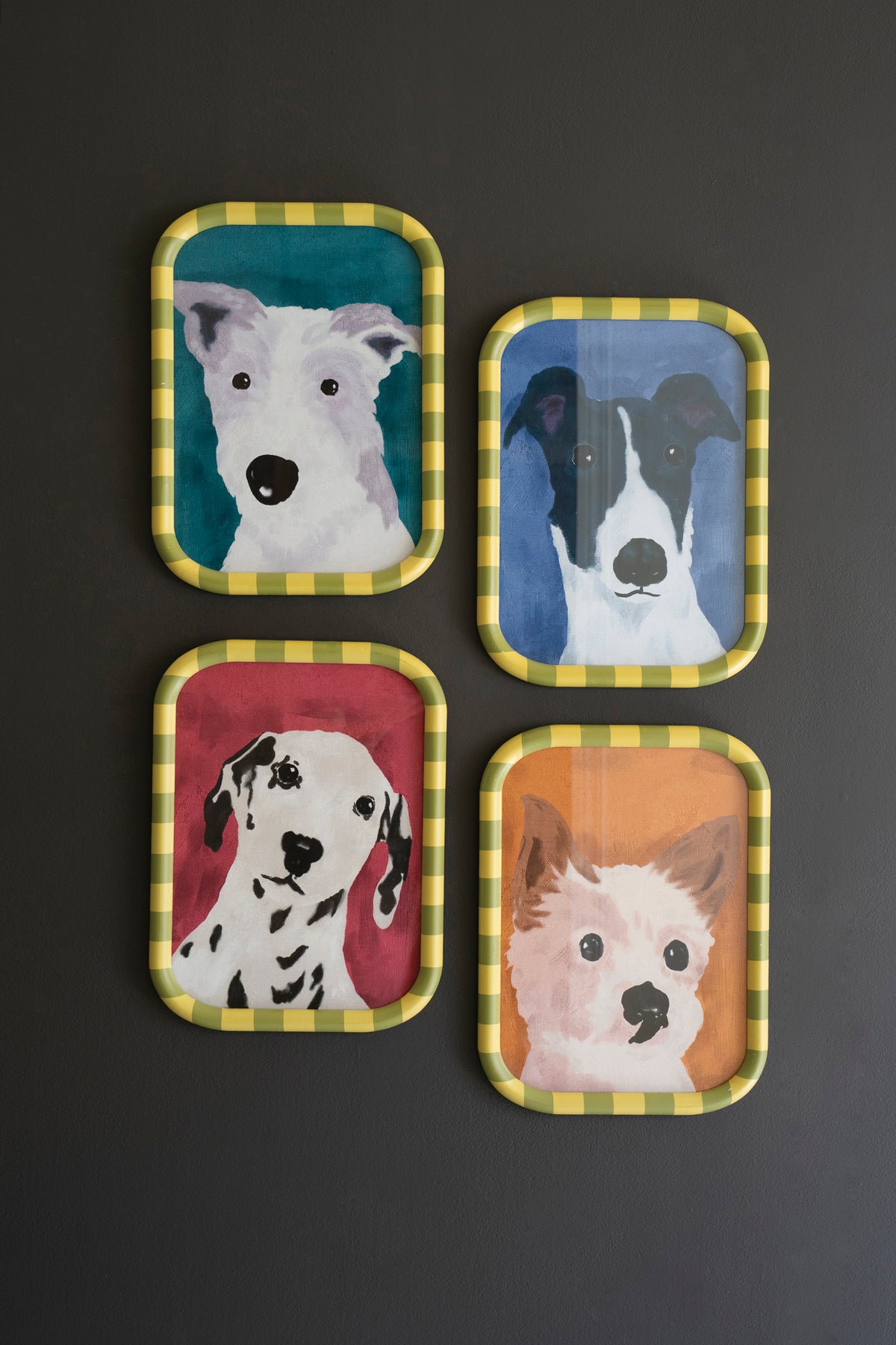 Set of Four Framed Dog Prints Under Glass