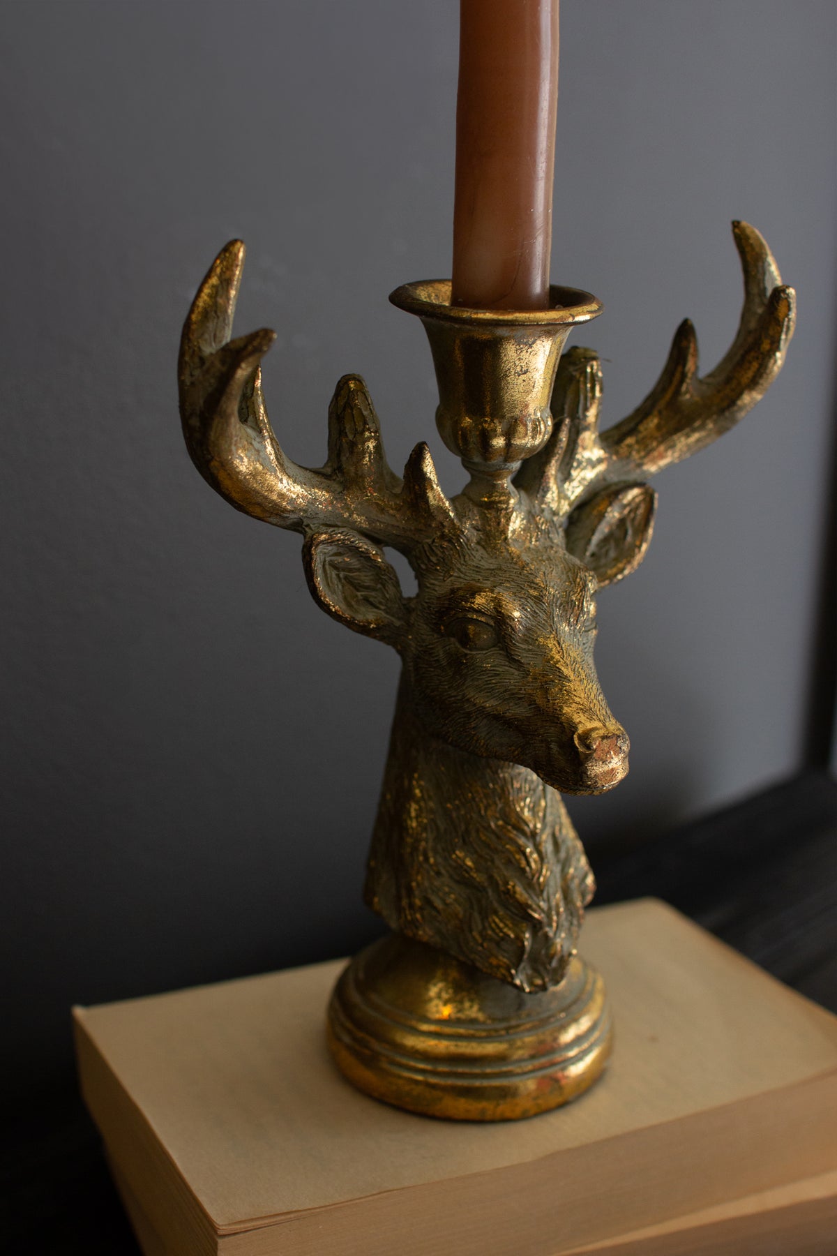 Resin Taper Candle Holder - Deer
