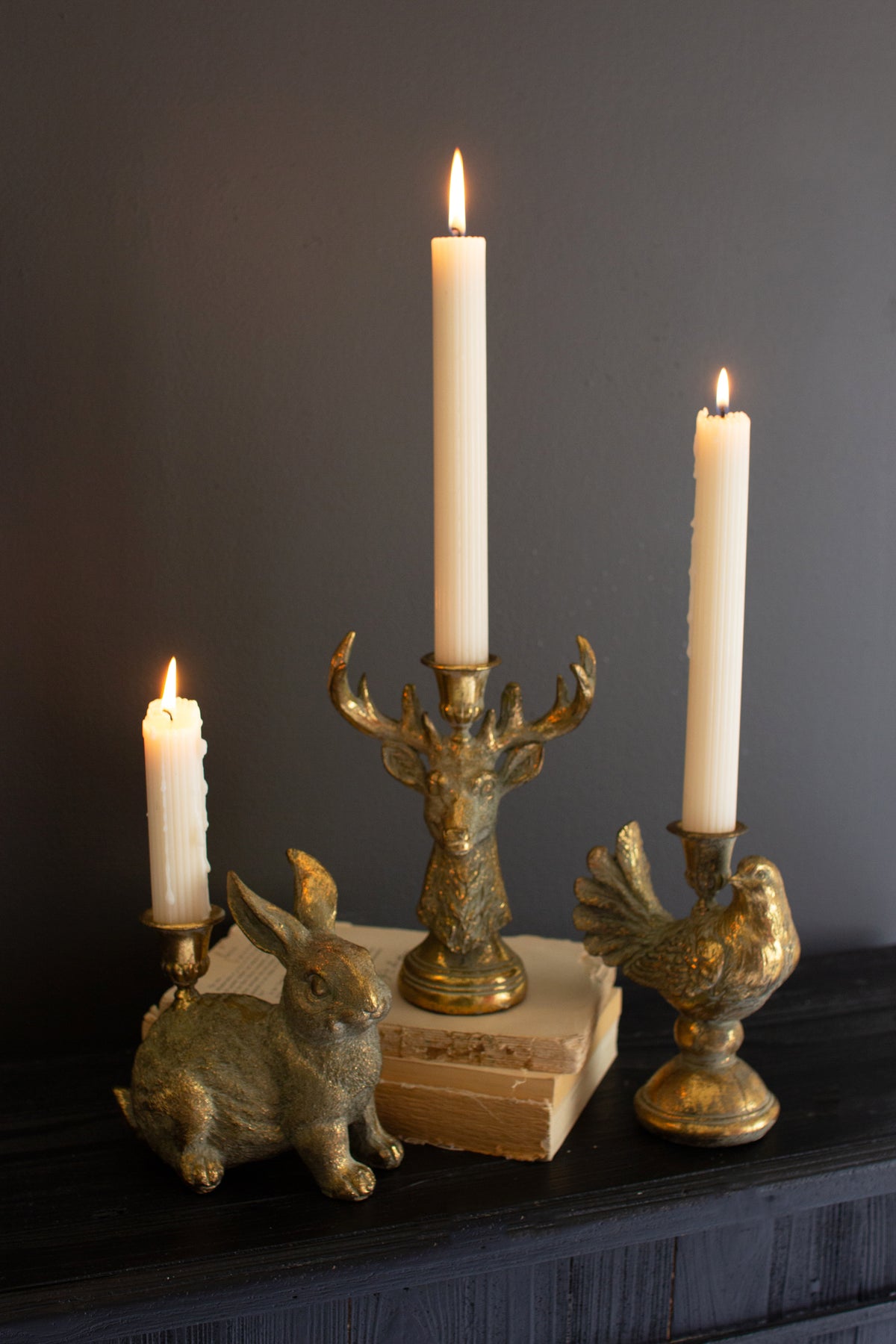 Resin Taper Candle Holder - Deer