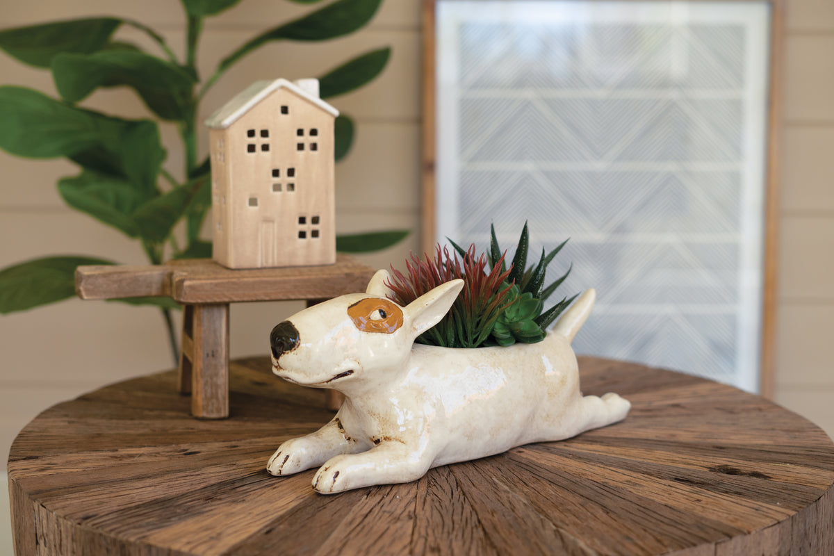 Ceramic Bull Terrier Planter