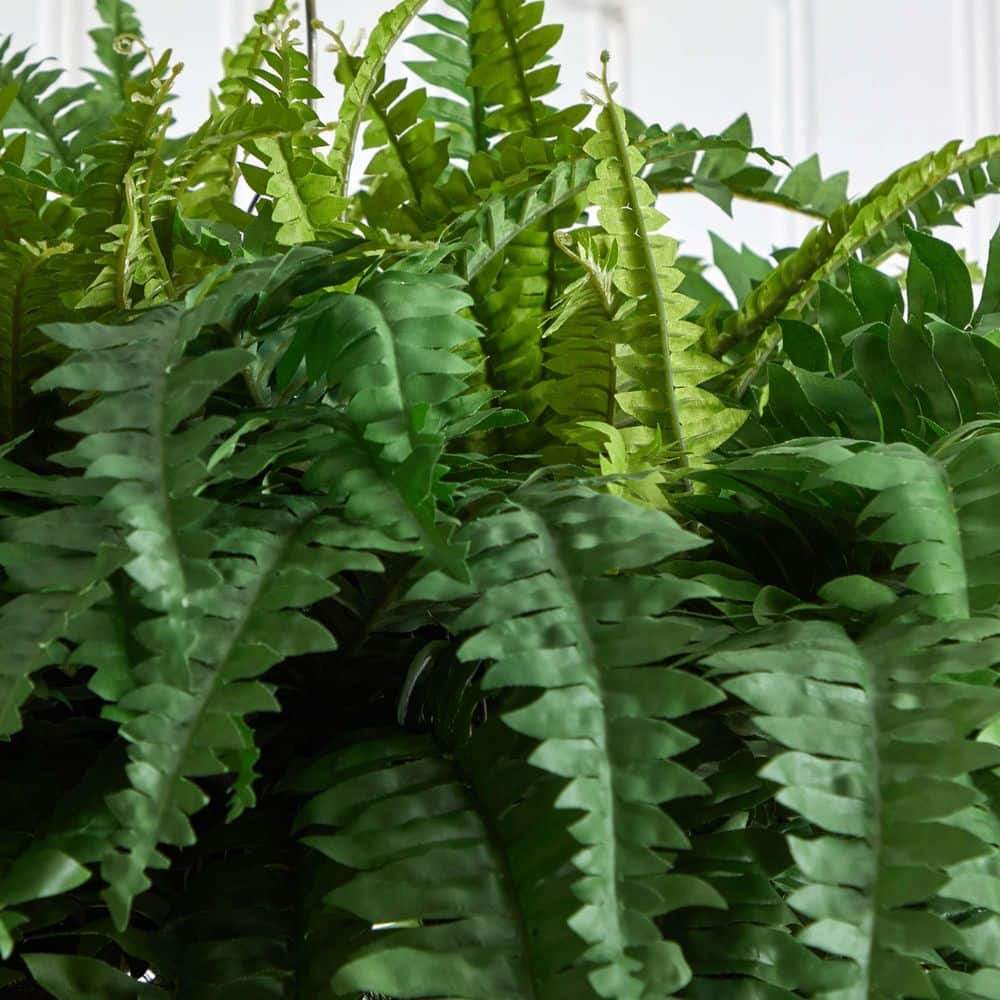 Boston Fern Artificial Plant in Metal Hanging Bowl - 39 inches